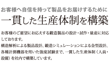 お客様へ自信を持って製品をお届けするために一貫した生産体制を構築